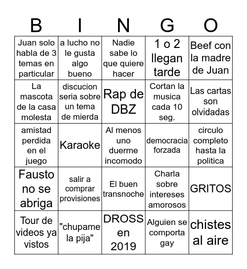 Juntada BINGO Card