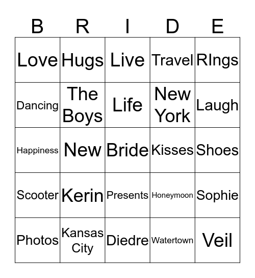 Kerin Love's Diedre Bingo Card