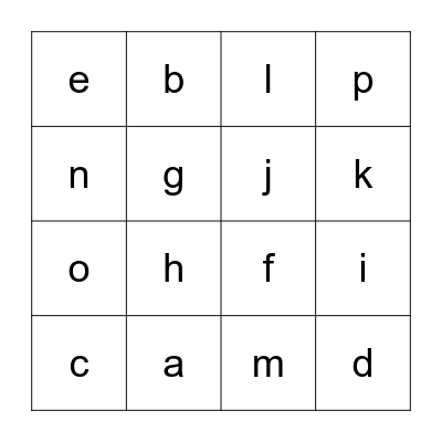 Alphabet Bingo Card