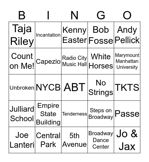 RDC in NYC BINGO! Bingo Card