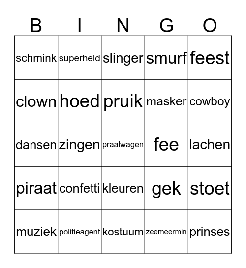 Carnaval Bingo Card
