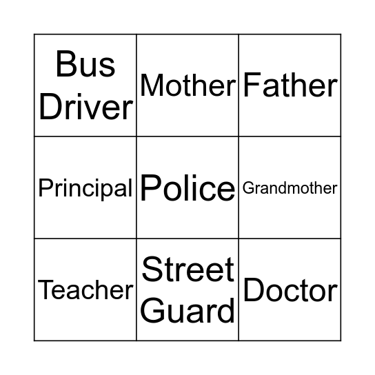 Authorities Bingo Card