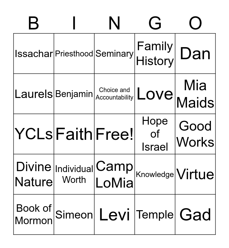 CAMP BINGO 2019 Bingo Card