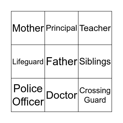 Authority Figures Bingo Card