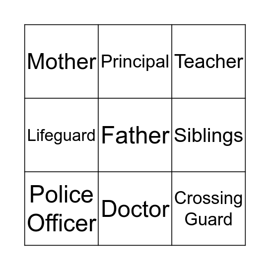 Authority Figures Bingo Card