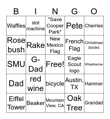 Peter Rusch Birthday Bingo Card