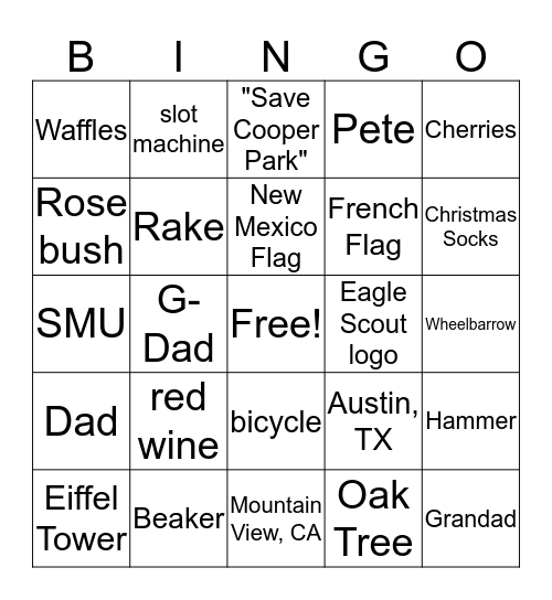 Peter Rusch Birthday Bingo Card