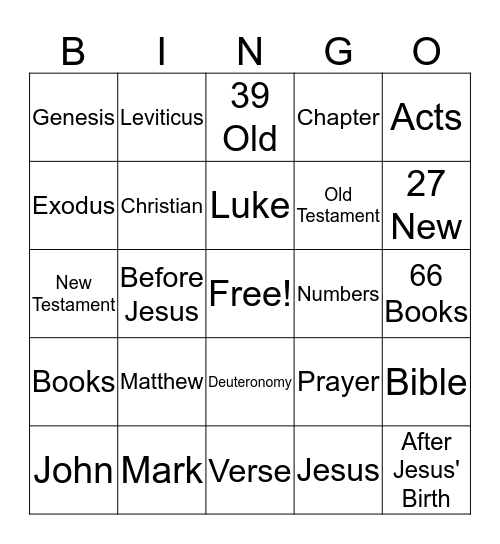 Bible Bingo Card