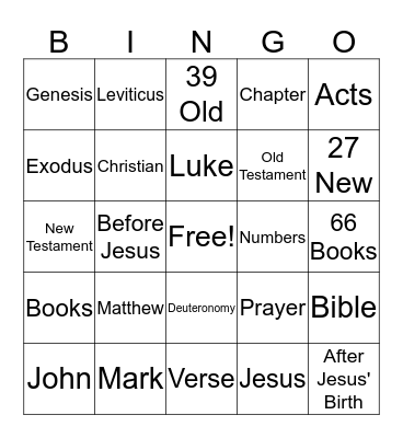 Bible Bingo Card