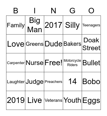 Family Affair  Bingo Card