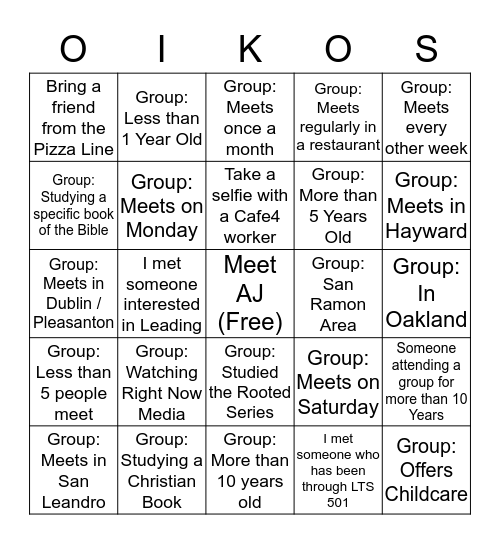 3Crosses Community Group Bingo Card