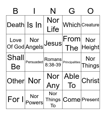 Bible Bingo Card