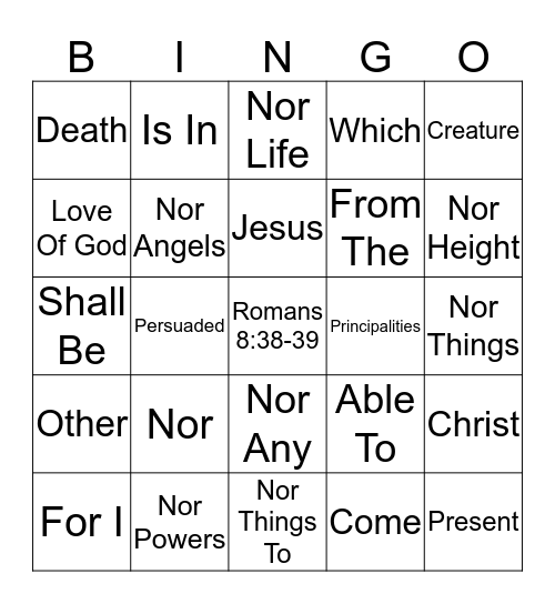 Bible Bingo Card