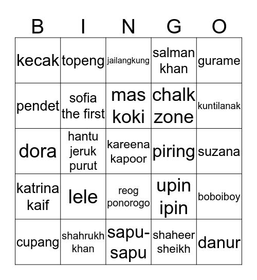 BINGO BERSAMA ROSETAN. Bingo Card