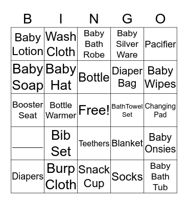 Baby Shower  Bingo Card