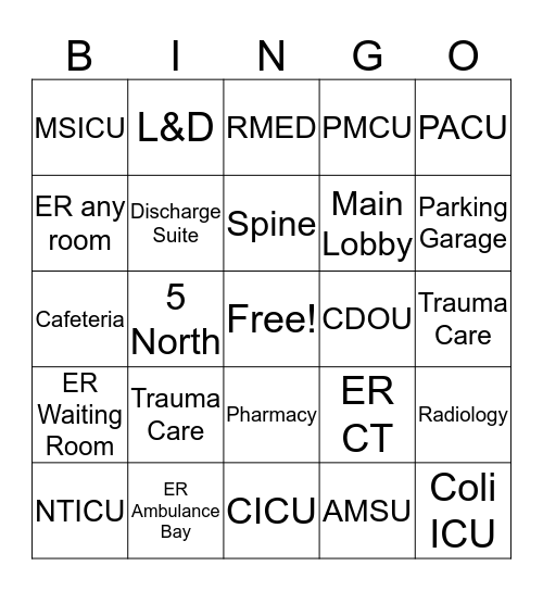 BERT Team Bingo Card