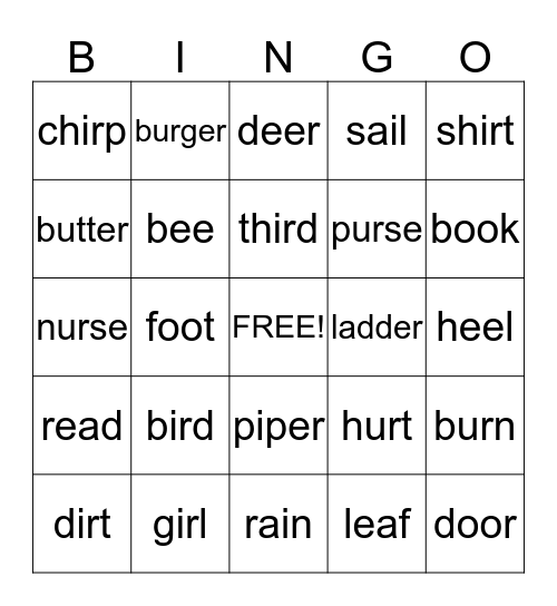 Term 2 Phonics Bingo Card