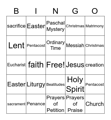 Vocabulary Bingo Card