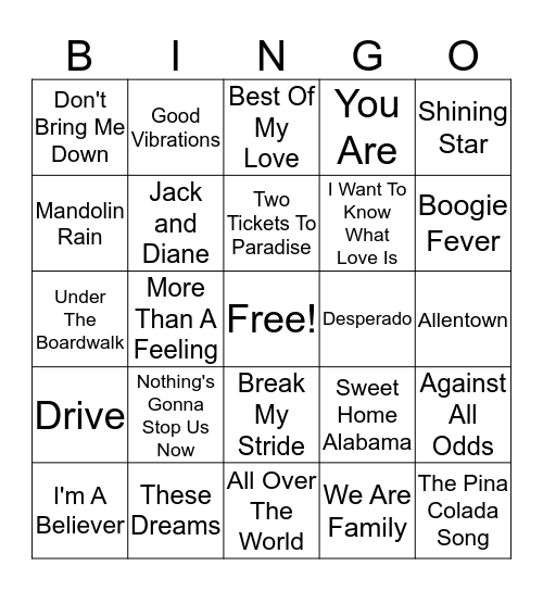 SINGO Bingo Card