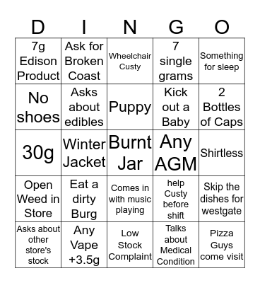Dingo Bingo Card