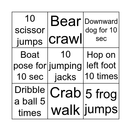 Fitness Bingo! Bingo Card