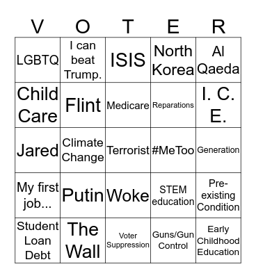 Dem Presidential Debate - Summer 2019 Bingo Card