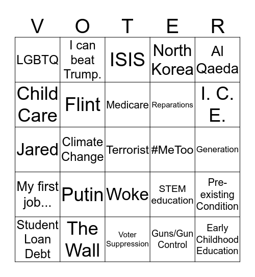 Dem Presidential Debate - Summer 2019 Bingo Card
