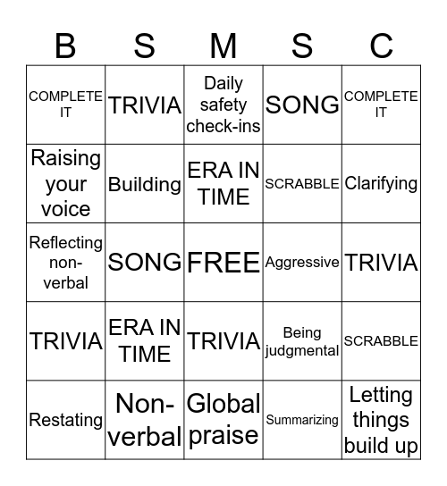 TEAM BAYSHORE Bingo Card