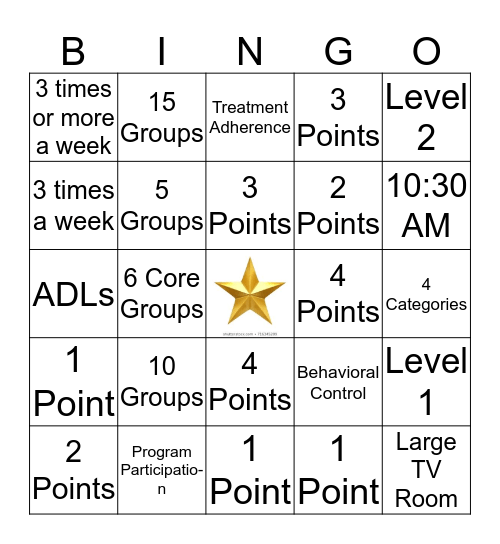 ORIENTATION GROUP- LEVEL SYSTEM Bingo Card