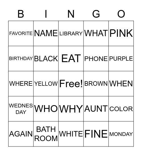 WEEKS 1 & 2 Bingo Card