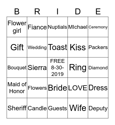 Michael and Sierra Bingo Card