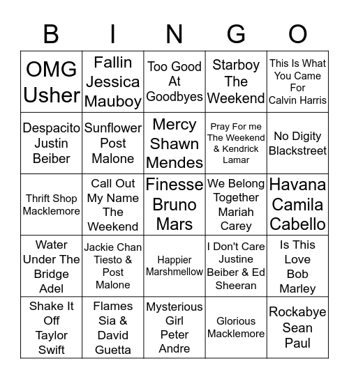 Deadly Bingo Card