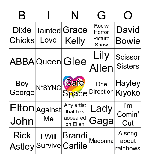 Pride Karaoke Bingo Card
