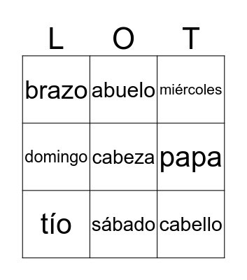 LOTERIA DOMAN Bingo Card