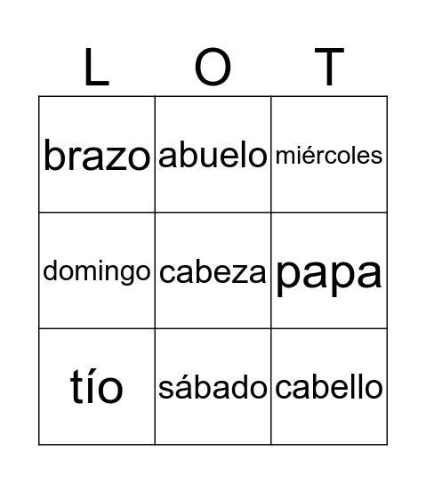 LOTERIA DOMAN Bingo Card