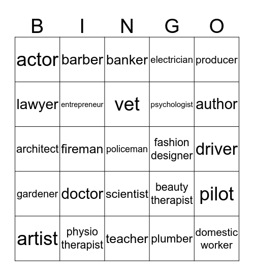 Jobs / Careers Bingo Card