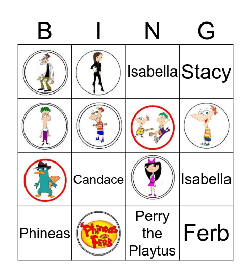 Phineas and Ferb Bingo Card