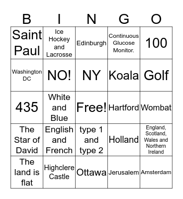 Children's Congress 2019 Bingo Card