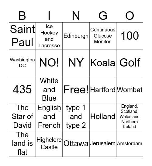 Children's Congress 2019 Bingo Card