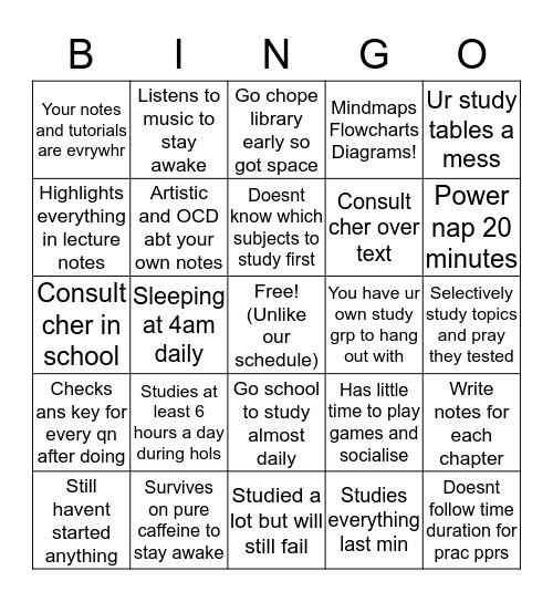Mugger's Bingo Holiday Edition Bingo Card
