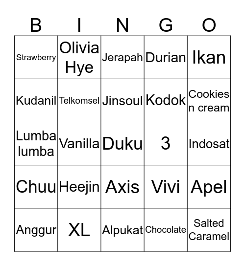 Leonara's Bingo Card
