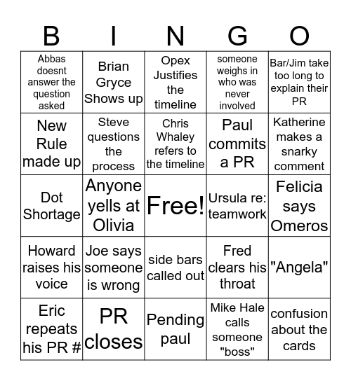 930 Morning Madness Bingo Card