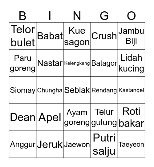 Una Bingo Card