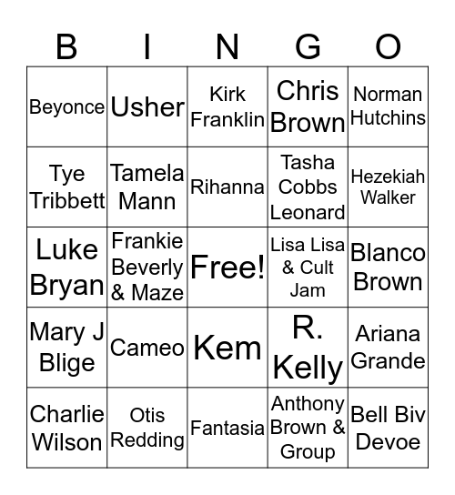 Music Bingo Card