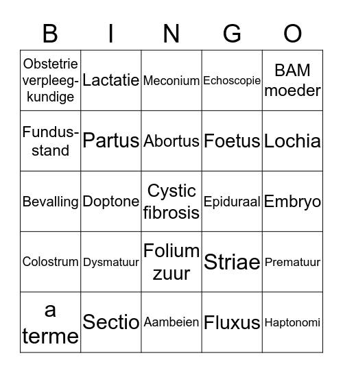 Bingo Kraam Bingo Card