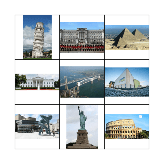 Landmarks  Bingo Card