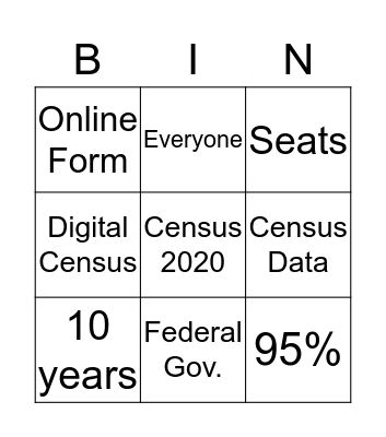 Census Bingo Card
