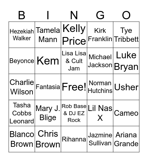 Music Bingo  Bingo Card