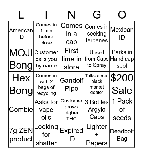 Lingo Bingo Card