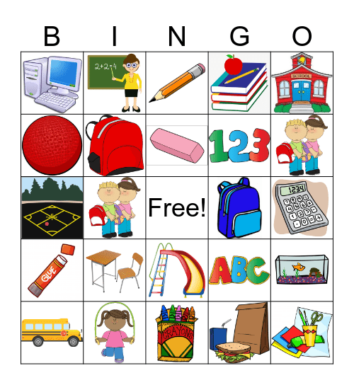 Back to School Bingo Card